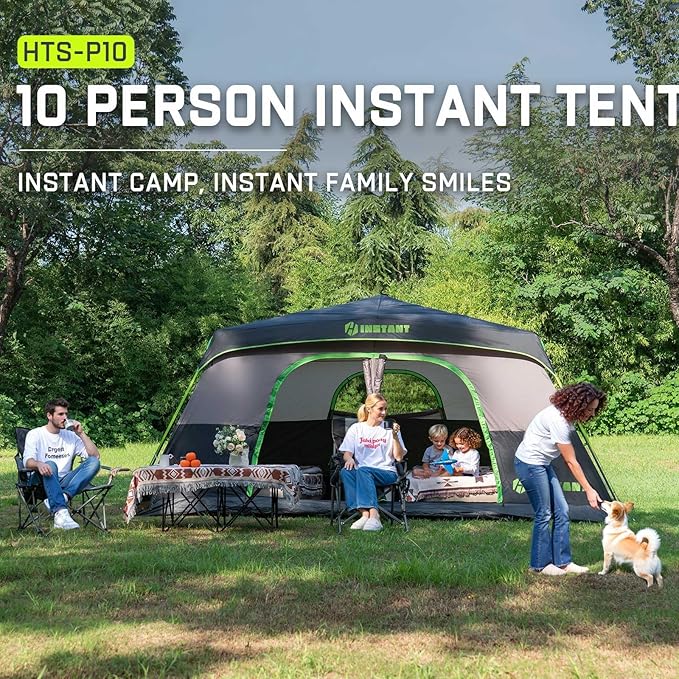 4/6/8/10 Person Instant Tent, Waterproof Pop Up Tents for Camping with Rainfly, 60 Seconds Easy Setup, Automatic Cabin Tent for Family Camping with Expandable Carry Bag & Upgraded Ventilation