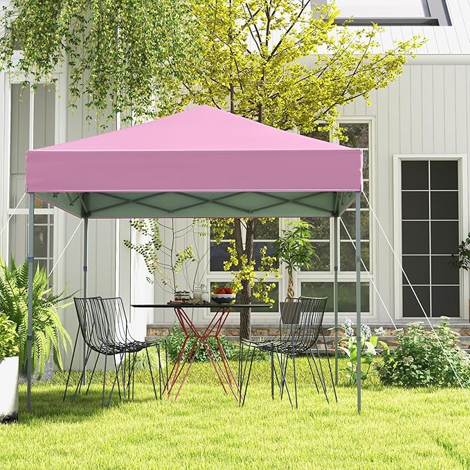 Tangkula 6.6x6.6 Ft Pop Up Canopy, 1 Person Instant Setup Canopy Tent with Center Lock, UPF 50+ Sun Protection, 8 Stakes, 4 Ropes, Portable Outdoor Canopy with Carrying Bag
