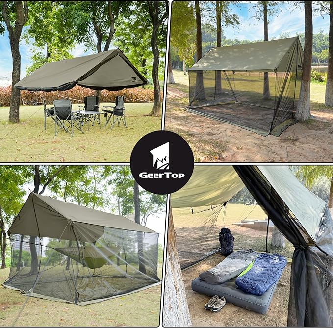 GEERTOP Lightweight Waterproof Camp Tarp Screen House Hammock Bug Net for Camping Backpacking Outdoor Travel