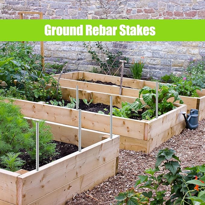 Gisafai 24 Pcs 16inch Ground Rebar Stakes Metal Heavy Duty Stakes Ground Landscape Anchors Spike Garden Stake Edging Spikes Plant Support with Chisel Point End for Concrete Timber Garden Tent Camping