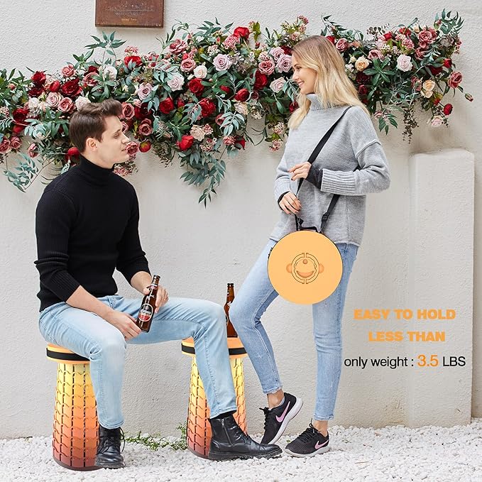 ALEVMOOM 2025 Upgraded XXL Collapsilbe Stool with Cushion,More Sturdy and Height 19.7",D11.8,Portable and Lightweight Adjustable Chair Telescoping Stool for Camping Hiking BBQ Max Loading 1000Ibs