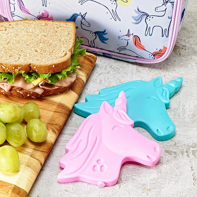 Cool Coolers Kids Lunch Box Ice Packs, Slim Ice Packs for Lunch Bags, Reusable-Multicolored 4 Pack (Unicorn)