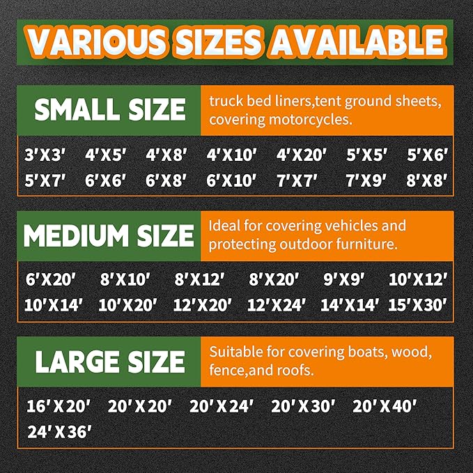 RAINDEWAY 20x24 Feet Super Heavy Duty Tarp 18 Mil,Large Tarps,UV Resistant, Weatherproof, Multipurpose Waterproof Poly Tarp Cover with Grommets and Reinforced Edges,Brown Tarps