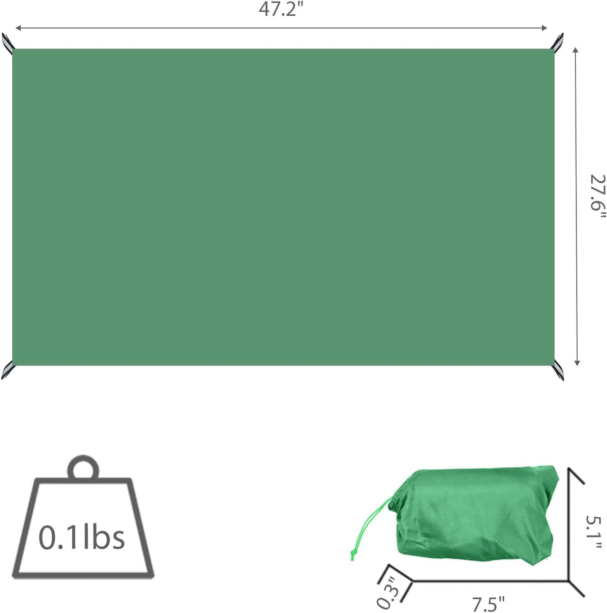 Wind Tour Multifunctional Tarp Waterproof with Carry Bag for Tent Ultralight Outdoor Tent Footprint for Ground Camping Hiking (47.2" x27.6")
