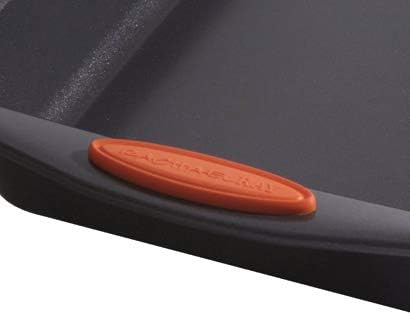 Rachael Ray 55673 Nonstick Bakeware Set with Grips includes Nonstick Bread Pan, Baking Pans and Cake Pans - 5 Piece, Gray with Orange Grips