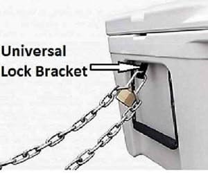Ice Chest/Cooler Security Lock Bracket fits Yeti and Many Other Coolers with tie Down Slot