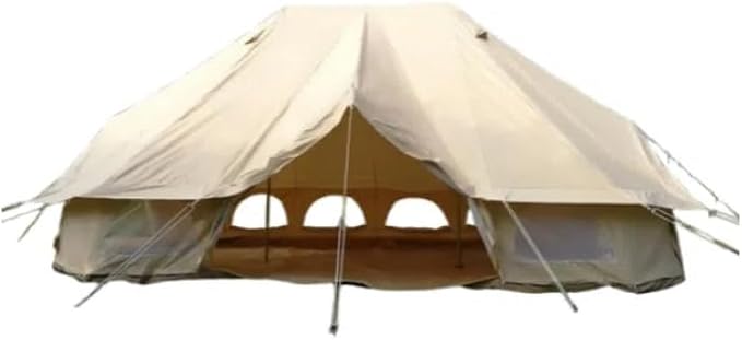 4x6M Heavy Duty Bell Tent, Waterproof Cotton Canvas Glamping Tent for 6-10 People
