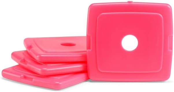 Cool Coolers by Fit + Fresh, Reusable & Long-Lasting Slim Ice Packs, Cold Packs for Cooler, Flat ice Packs for Lunch Bags. Cooler Accessories for Lunchboxes, Camping, Beach, Lunch, & Work, 12PK, Pink