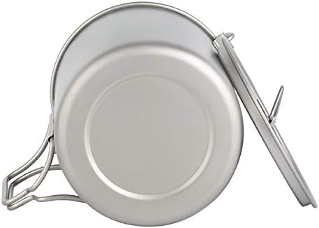 BY-J Titanium Camping Cookware Set – 750mL & 420mL Titanium Pot with Lid and Foldable Handle, Compact Backpacking and Travel Kitchenware for Camping, Hiking and Fishing