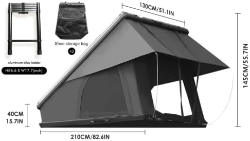 Rooftop Tent Hard Shell Roof Top Tent Hardshell Suitable for Jeep SUV Truck Van,Camping Car Roof for 2-3 Person