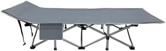 59in, Extra-Large Folding Outdoor Camping Bed with Mattress, Portable Folding Guest Bed, Heavy-Duty Sleeping bedwith Storage Bag, Suitable for Travel and Leisure (Gry Without Mattress)