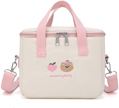 DYJAGYO Cartoon Bear Warming Mummy Bag，Large Capacity Cute Lunch Box,Multifunctional Outgoing Storage Bag (Pink)