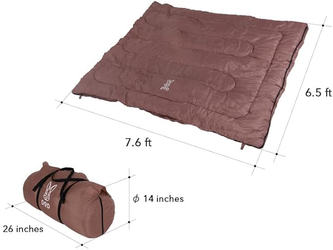 DOD Wagaya Sleeping Bag for Adults - 3 Season Queen Size for Camping, Backpacking, Hiking and Outdoors - Quadruple