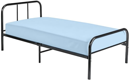 Cot Fitted Sheet 33 x 75, 100% Egyptian Cotton, 1 PC Cot Size Bottom Sheet Only, Perfect for Narrow Twin, Camp Bunk, Army Cots, Trifold Mattress, Camping Cot, Guest Bed Replacement(Light Blue)