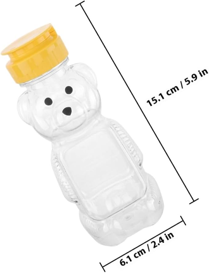 Uonlytech Bear Shaped Juice Bottles Small Plastic Beverage Containers with Caps 8pcs Refillable Honey Bear Bottles for Kitchen Storage and Juice Dispensing