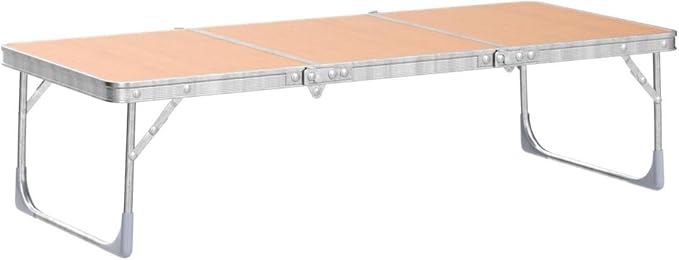 Folding Camping Table,3 Feet Portable Outdoor Table with Aluminum Legs,3 Fold Lightweight Beach Table with Handle,Camping Accessories for Home Picnic BBQ Garden Cooking