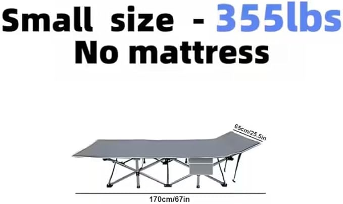 Comfortable and Soft Folding Bed, Portable Camping cot with Side Pockets and Mattress, Extra-Thick Oversized Folding Bed, Weight Capacity of 500/600/700 lbs (No Mattress Upgrade)