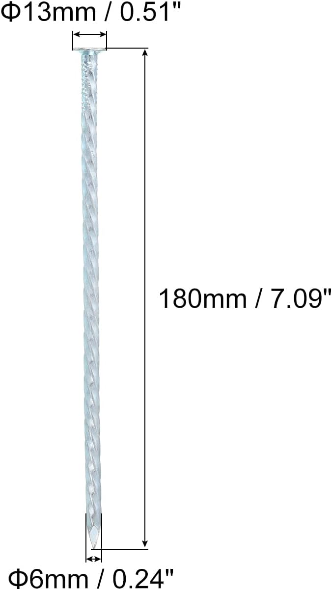 uxcell 35Pcs Metal Landscape Edging Stakes, 7 Inch Galvanized Artificial Turf Stakes Spiral Anchoring Spikes for Outdoor Tent Construction Weed Barriers, Silver