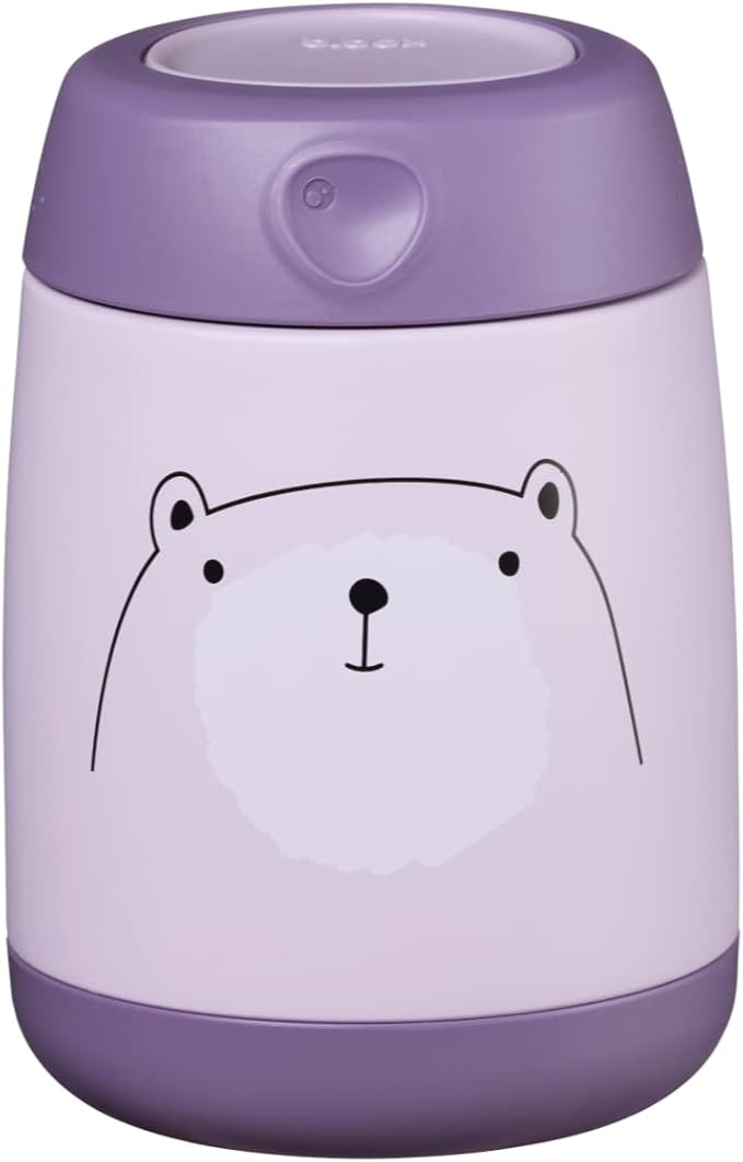 b.box Insulated Food Jar Mini | Small Snack Container for Babies and Kids | Double Wall Stainless Steel | Keeps Food Cold for 6hrs, Warm for 4hrs | (Bear Hugs, 7 oz)