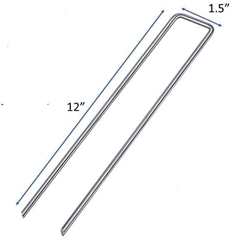 Ashman Galvanized Garden Stakes Landscape Staples: 50 Pack 12 Inch Sod and Fence Stake - Sturdy Rust Resistant Gardening Supplies for Anchoring Landscaping, Weed Barrier Fabric, Ground Cover