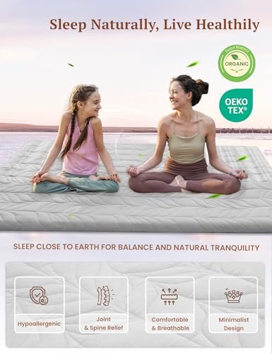 ZonLi Japanese Floor Mattress Futon Mattress Twin Size, Thicken Roll Up Tatami Mat 100% Cotton Washable Cover, Portable & Foldable Floor Bed Mattress for Sleeping, Dormitory, Adult Kids, Grey