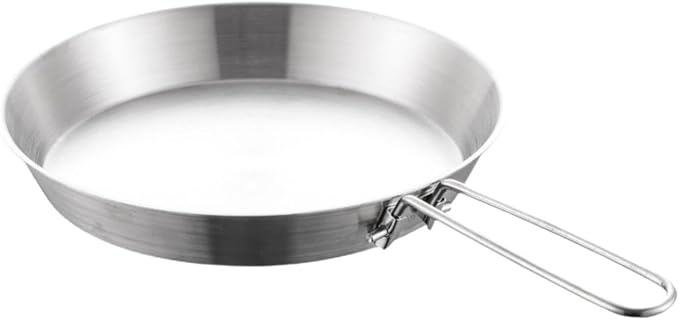 Stainless Steel Camping Fry Pan Cookware Foldable Handle Easy to Clean Multipurpose Outdoor Cooking Griddle Non Stick Skillet, 16cm