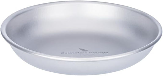 Boundless Voyage Titanium Camping Plate Dishes Saucer Lightweight Round Dinnerware Set Stackable Serving Plates Pasta Plates Travel Outdoor Home Kitchen Tableware Set Ti1115T