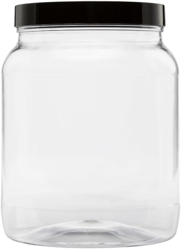 Plastic Storage Jars with Leak Proof Lids, BPA Free, Hand Wash Only (64oz, 1PK Black)