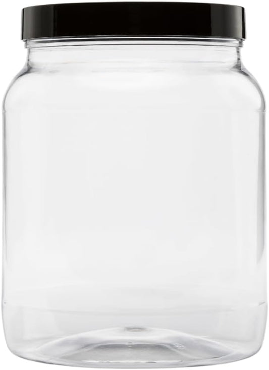 Plastic Storage Jars with Leak Proof Lids, BPA Free, Hand Wash Only (64oz, 1PK Black)