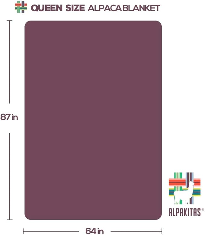 Alpaca Wool Blanket - Queen Size Bed - Alpaca Throw - Best Gift & Warm, Lightweight, Couch or Camp - Outdoor - 87 x 64 Inches (Brown)