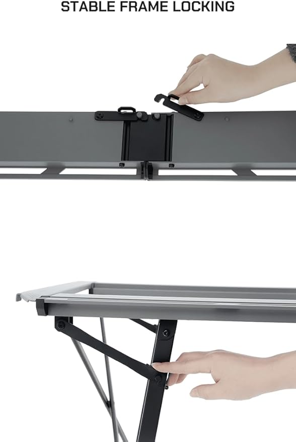BUENOFE IGT Foldable Camping Table – Portable Outdoor Table with Steel Frame – Easy Setup and Space-Saving Design (Black)
