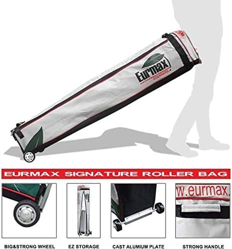 Eurmax USA 8'x8' Flat Top Pop Up Canopy Tent Commercial Instant Canopies with Heavy Duty Roller Bag,Bonus 4 Sand Weights Bags (Flat Black)