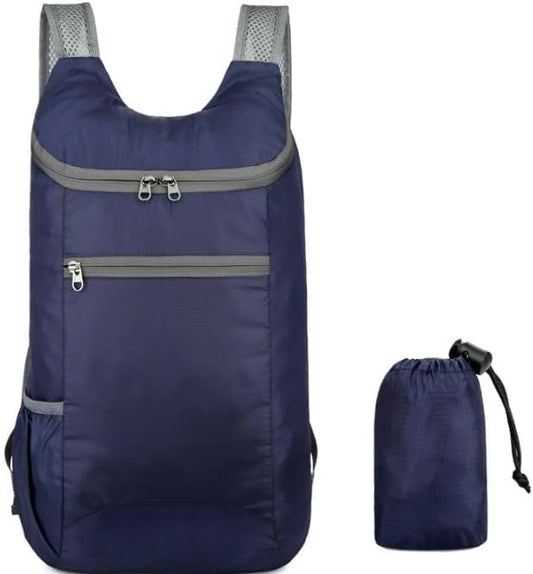 Portable Folding Backpack, Travel Hiking Backpack, Light and Compact, Waterproof and Durable, Super Large Capacity, Outdoor Camping, Travel Storage, Daily Use (Dark Blue)