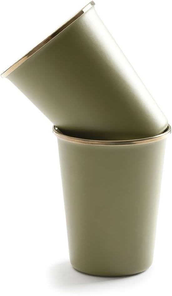 Barebones 2-Tone Enamel Cup Set - Set of 2, 14 oz Mugs - Enamelware Mugs - Durable Kitchen or Camping Mug Set (Olive Drab)