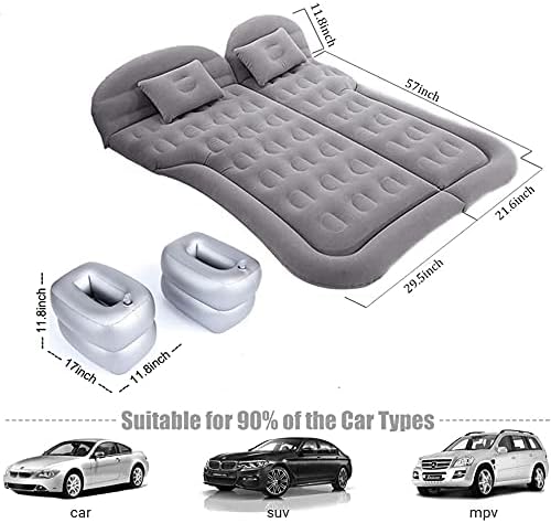 Inflatable SUV Air Mattress Thickened Flocking Inflatable Car Camping Travel Air Mattress with 2 Pillows & Air Pump,Portable Car Sleeping Bed for SUV|MPV|Minivan