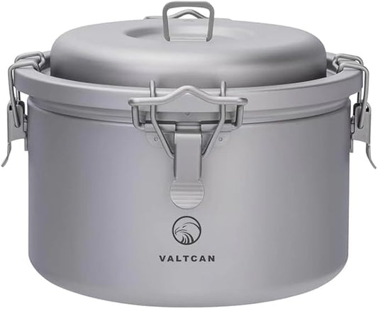 Valtcan 3200ml Titanium Rice Cooker Pot Home and Camping Backpacking Bento Lunch Box with locking Lid for Rapid Easy Rice Making 867g
