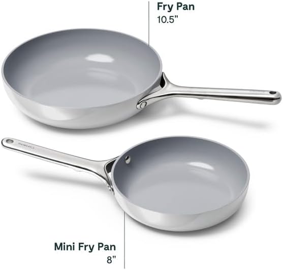 Caraway Nonstick Ceramic Frying Pan (2.7 qt, 10.5") - Non Toxic, PTFE & PFOA Free - Oven Safe & Compatible with All Stovetops (Gas, Electric & Induction) - Gray