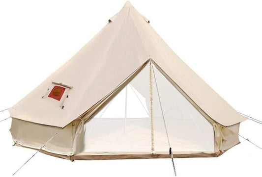 Large Luxury 4-Season Cotton Canvas Bell Tent Double Doors Camping Hunting Tent with Stove Jack Hole and Cable Hole