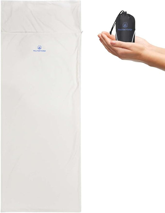 Mountainlodge Sleeping Bag Liner for Warm Weather Seasons with Carry Bag - Protable,Lightweight and Skin-Friendly Sleeping Bag for Camping,Hiking and Backpacking.