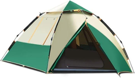 YYDS Tents for Camping Hydraulic Automatic Double Deck Tent Thicken Anti-Storm Camping Outdoor Tents Four Seasons Mountaineering Beach 3-4 Person Camping Tents (Color : Dark Green)