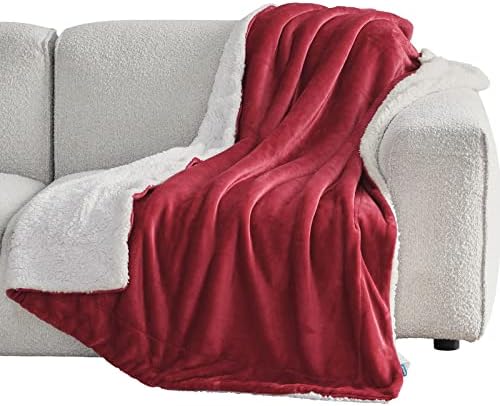 Bedsure GentleSoft Sherpa Fleece Throw Blanket for Couch - Thick and Warm, Soft Fuzzy Plush Throw Christmas Blanket for Winter, Red, 50x60 Inches