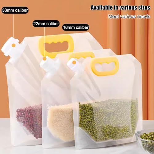 【15 Pack】 Food Stora Bags Grain Moisture-Proof Sealed Bags Stand Up Packaging Pouches Lar Reusable Sealed Bag with Handle and Cap BPA Free,16.7"x14"