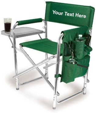 Personalized Embroidered Sports Director Chair with Side Table and Storage Pockets by Picnic Time - Hunter Green