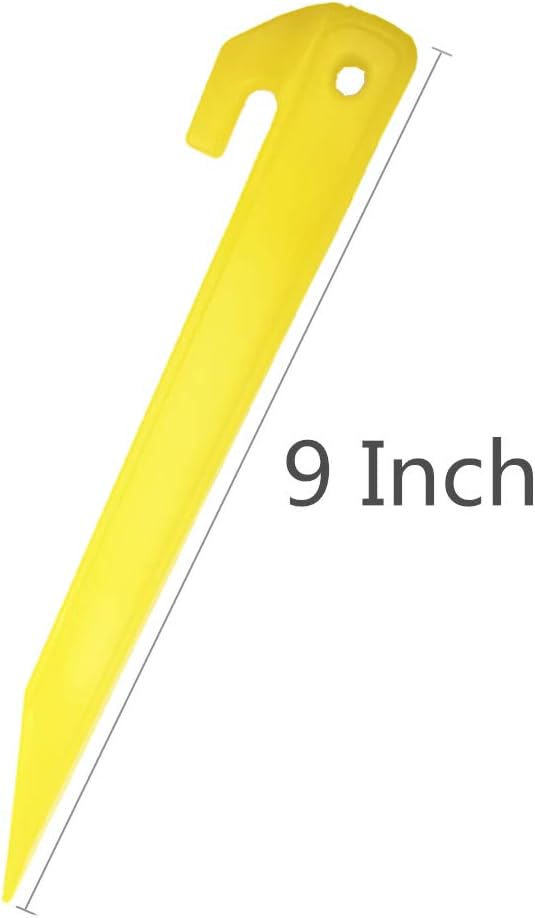 9 Inch Plastic Tent Stakes -24 pcs Heavy Duty and Larger Durable Tent Pegs Spike Hook for Campings Outdoor and Garden Lawn, Sturdy Canopy Stakes Accessories Suitable for Sand Beach Woods