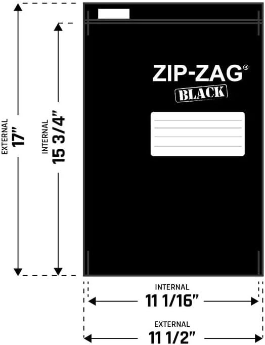 Zip Zag Bag Black (1 LB) 10x One Pound Zipper Bags (17" x 11.5") | Say Goodbye to Stale Herbs And Spices With Food Safe Zipper bags | Resealable, Reusable, Washable, Airtight Bags