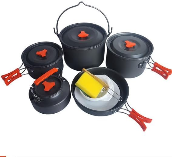5pcs -20pcs Set TMKOOL Camping Cookware Mess Kit Outdoor Hiking Backpacking Picnic Cooking Bowl Non Stick Pot
