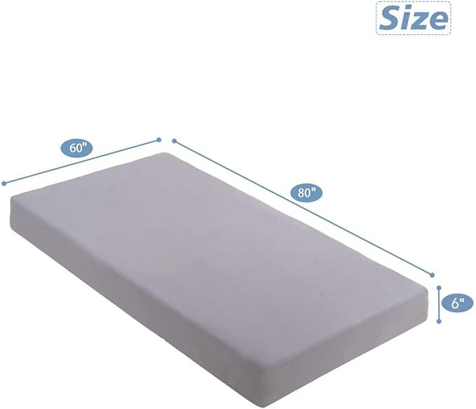Queen Fitted Sheet (Bottom Sheet Only) Compatible with Milliard Trifold Mattress Folding Mattress, Ultra Soft & Breathable Cover for Camp Bunk Rvs Bed(Gray, Queen,6")