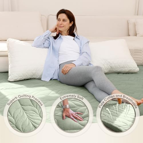 ZonLi Japanese Floor Mattress Futon Mattress Queen Size, Thicken Roll Up Tatami Mat 100% Cotton Washable Cover, Portable & Foldable Floor Bed Mattress for Sleeping, Dormitory, Adult Kids, Green