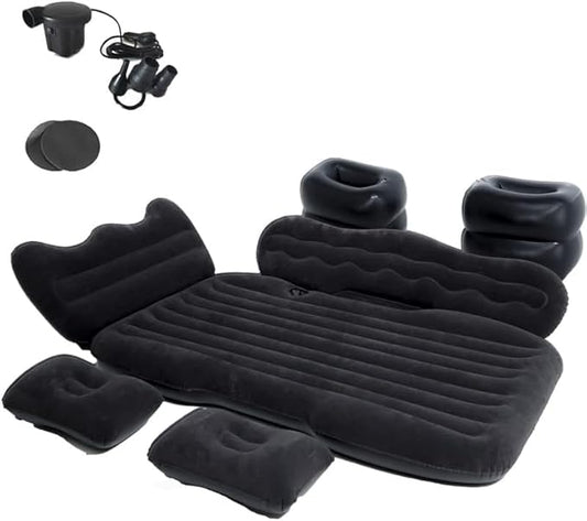 Inflatable Car Air Mattress Back Seat Bed with Air Pump,Thickened Portable Car Travel Sleeping Camping Air Mattress Blow Up Bed for Car Universal SUV