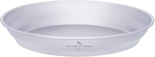 iBasingo Titanium Plate 164mm Dishes Saucer Portable Kitchen Tableware Small Pan Ultralight for Outdoor Travel Backpacking Camping Hiking & Home Everyday Use Ti1108T